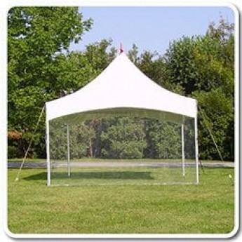 20' x 20' High Peak Tent With Clear Walls, Include Set Up & Take Down – Barrels for Tie Down Equipment is Extra